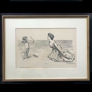 BIG GAME by Charles Dana Gibson, circa 1906 print, professionally framed